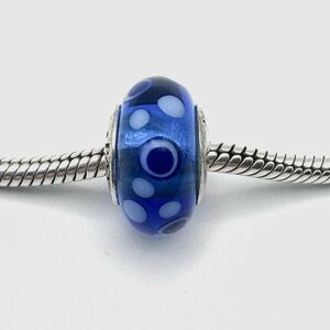 Pandora Blue Bubbles Murano Glass Sterling Silver Charm